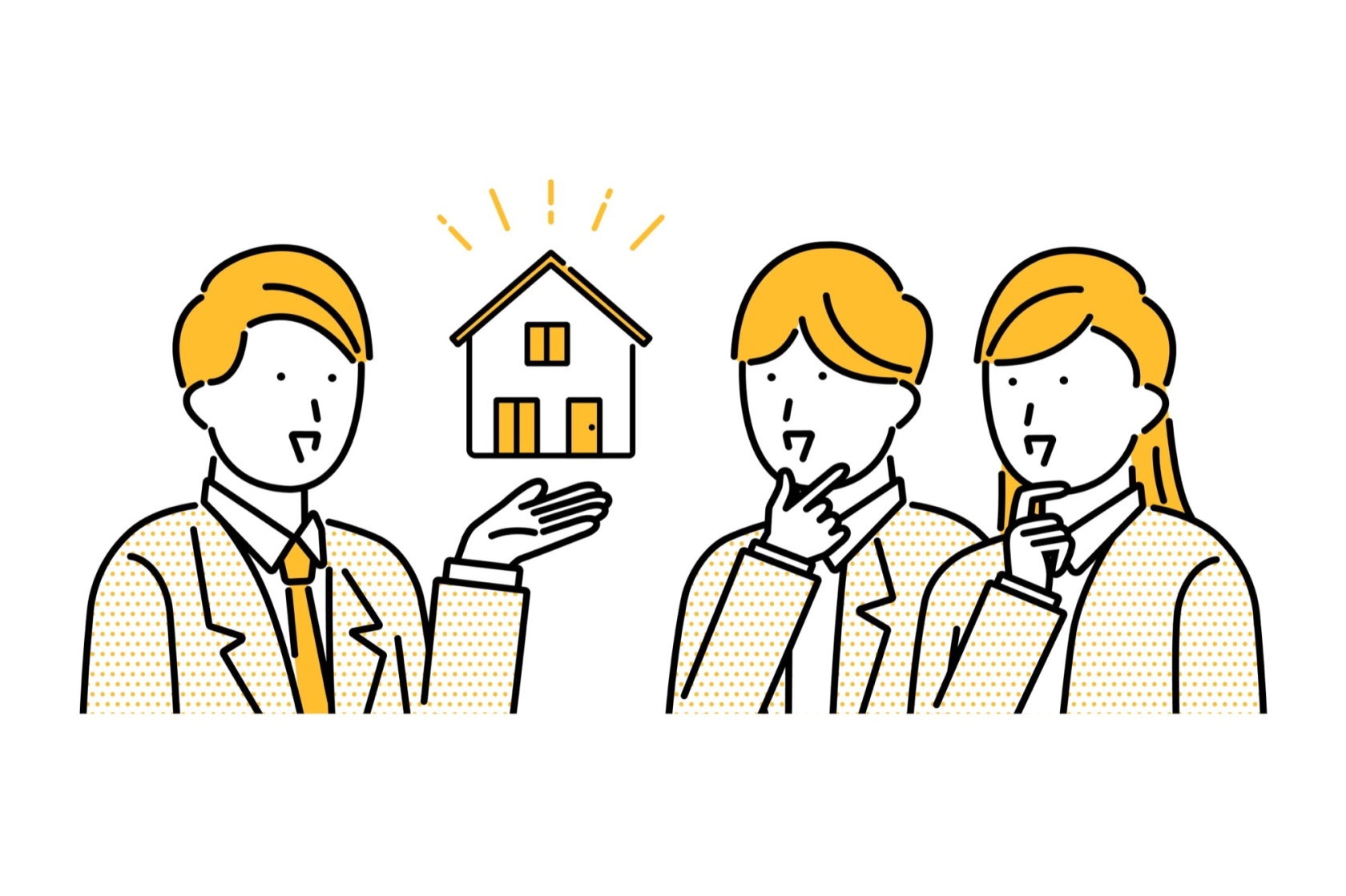 家づくりについての疑問に対し、住宅のプロが答えるイメージイラスト。